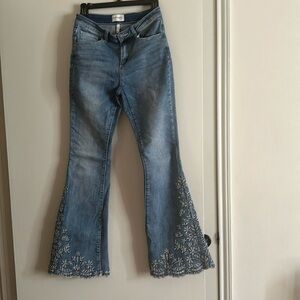 Driftwood Eyelet Farrah flair jeans